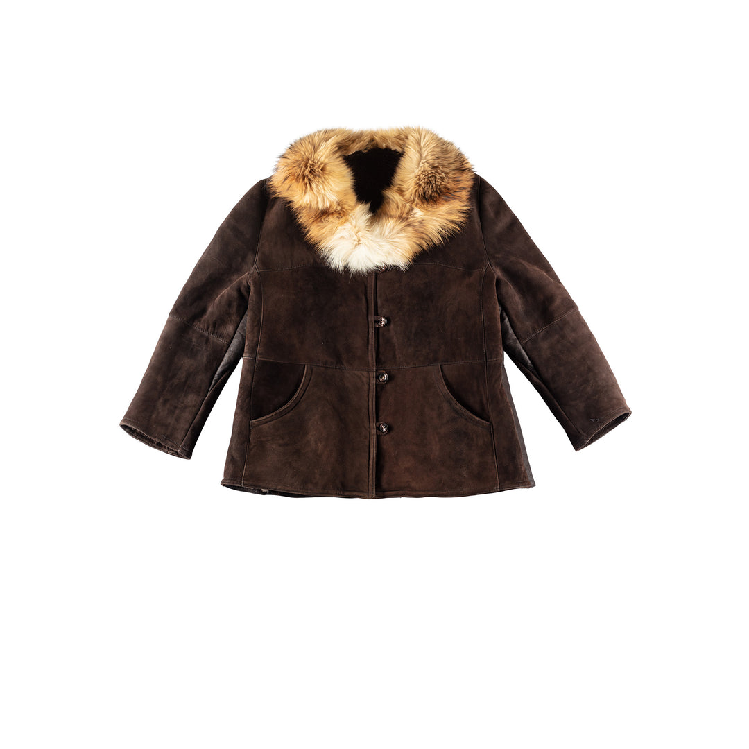 Vintage 80's Women Sheepskin Coat in BrownMN253
