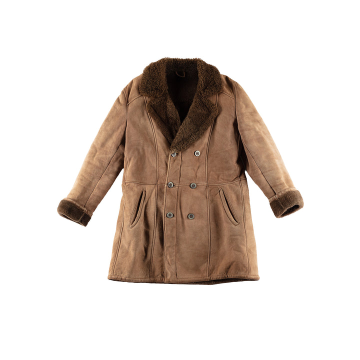 Vintage 70's Men Sheepskin Coat in BrownVN488