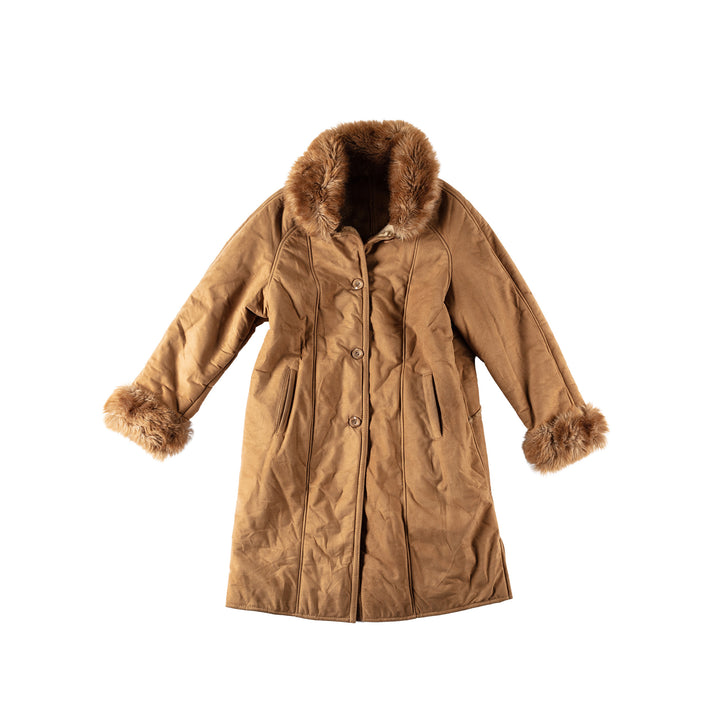 Vintage 70's Women Faux Sheepskin Coat in BeigeMN510