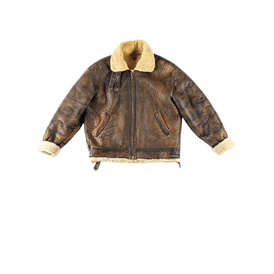 Vintage 80's Men Sheepskin Jacket in BrownVN103