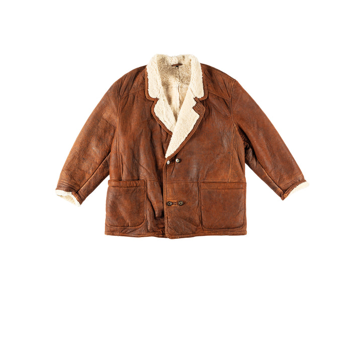 Vintage 80's Men Sheepskin Coat in BrownVN110
