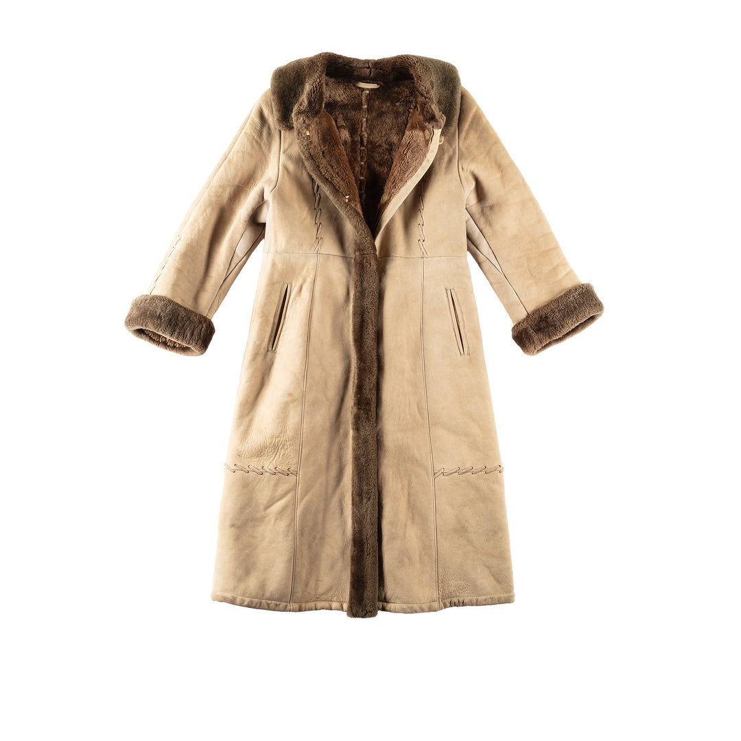 Vintage 90's Men Sheepskin Coat in BeigeMN187