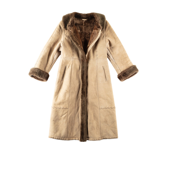 Vintage 90's Men Sheepskin Coat in BeigeMN187