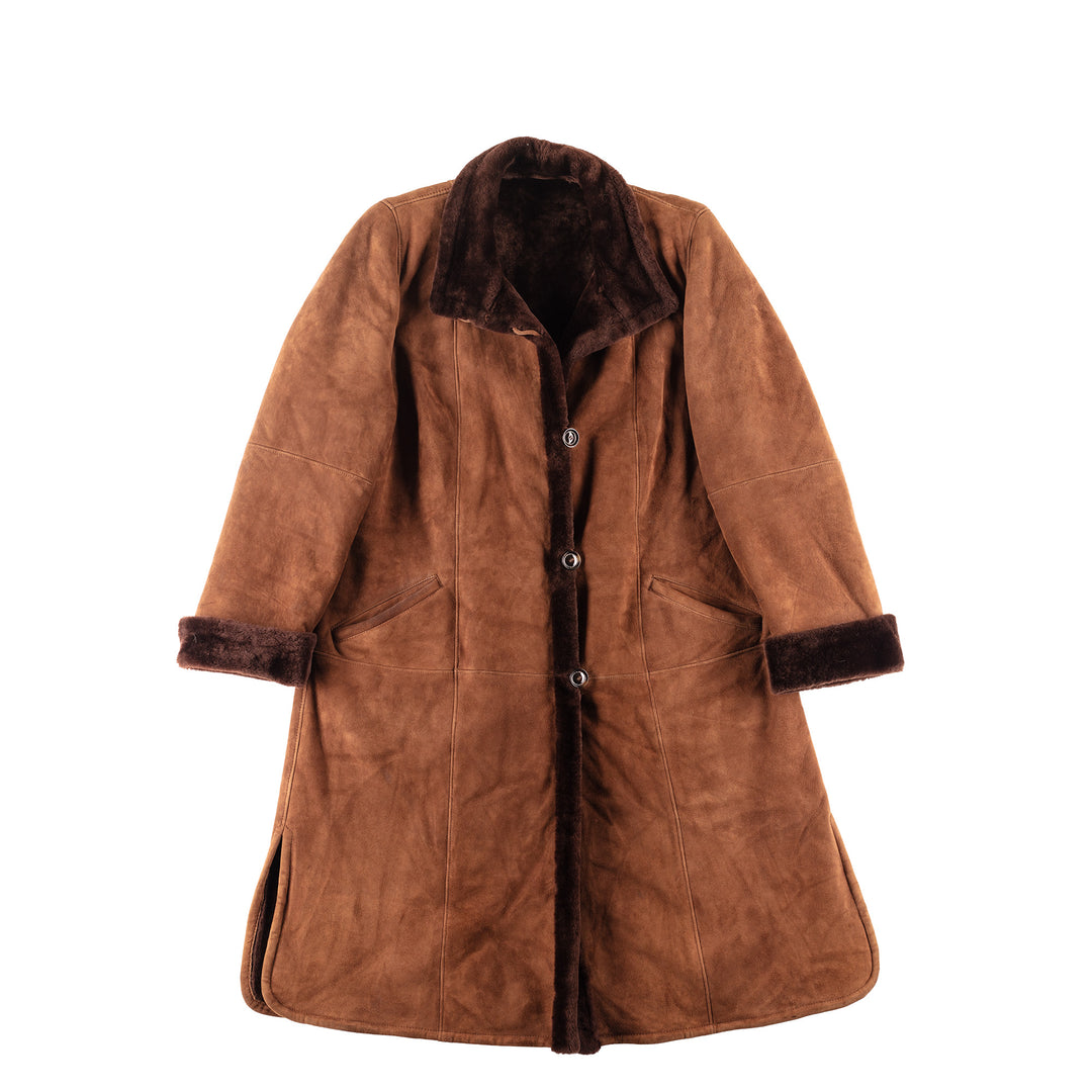 Vintage 80's Women Sheepskin Coat in Brown