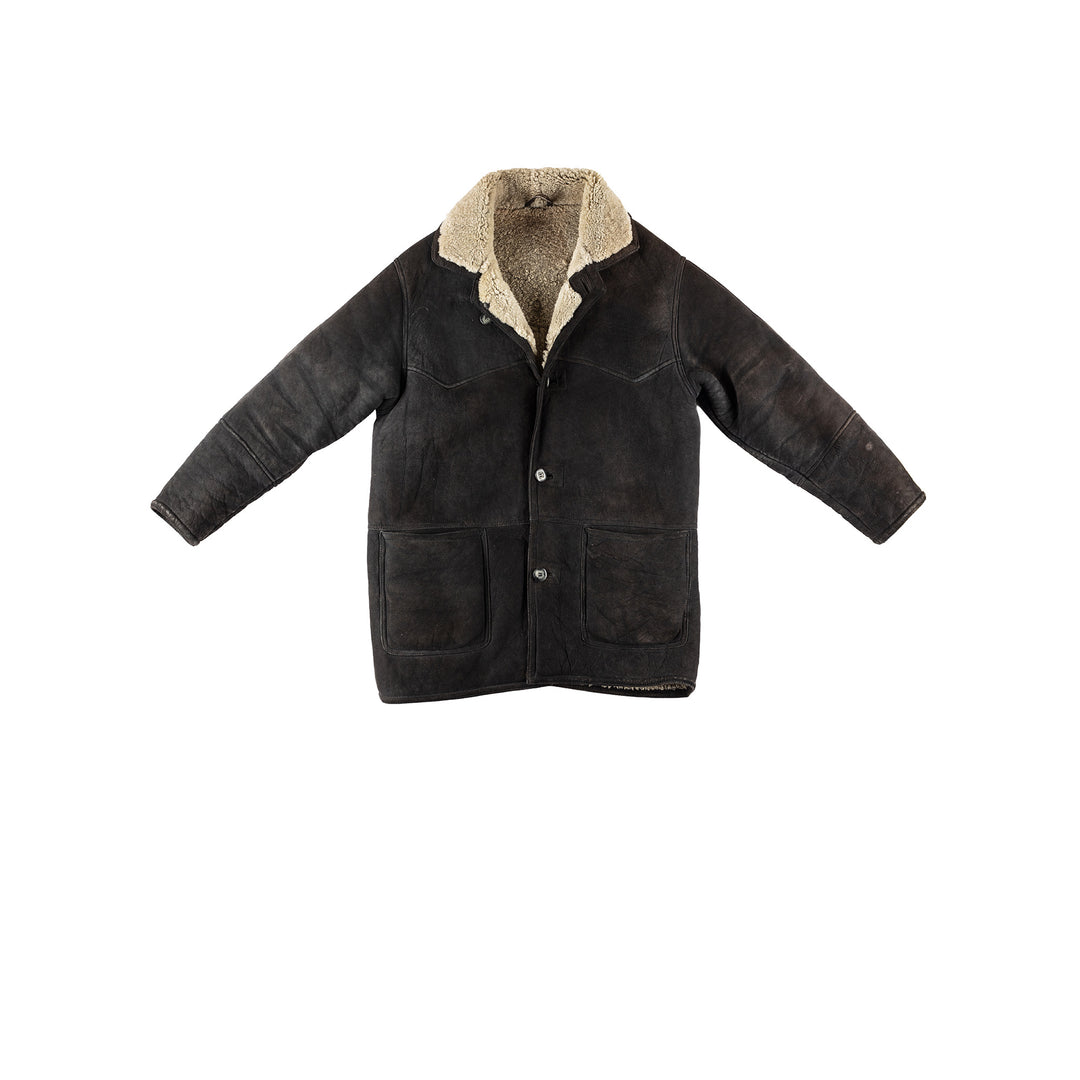 Vintage 70's Men Sheepskin Coat in BlackVN228