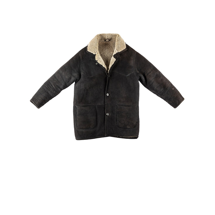 Vintage 70's Men Sheepskin Coat in BlackVN228