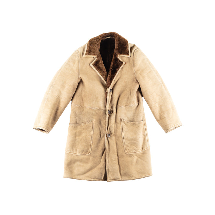 Vintage 70's Men Sheepskin Coat in Beige