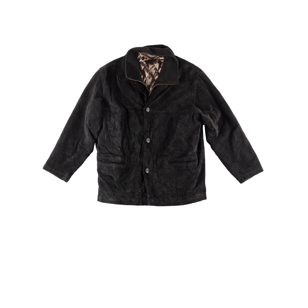 Vintage 90's Men Suede Coat in Black