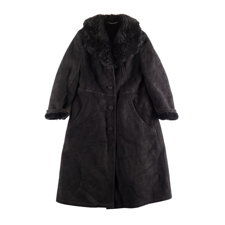 Vintage 90's Women Sheepskin Coat in Black