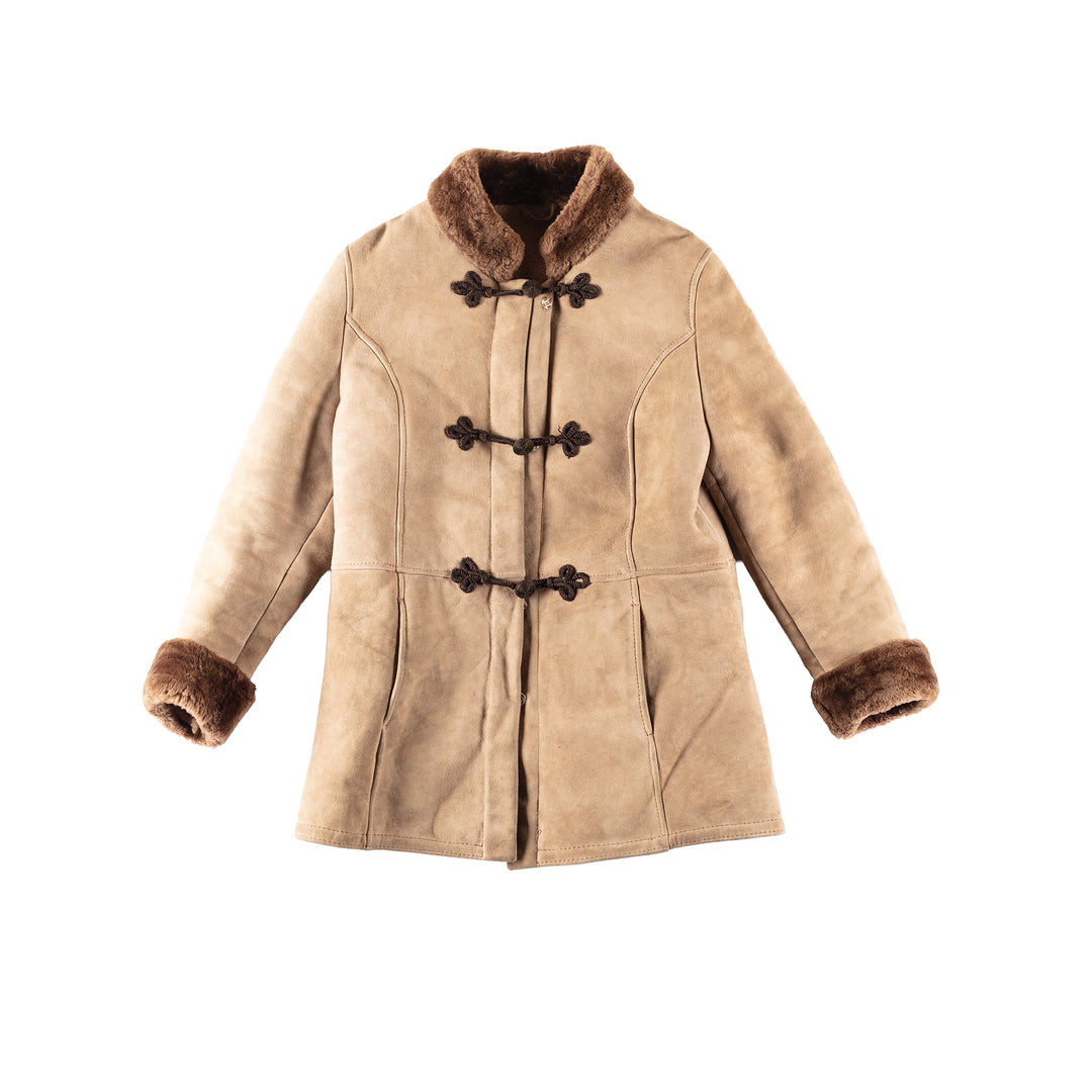 Vintage 90's Women Sheepskin Coat in Beige