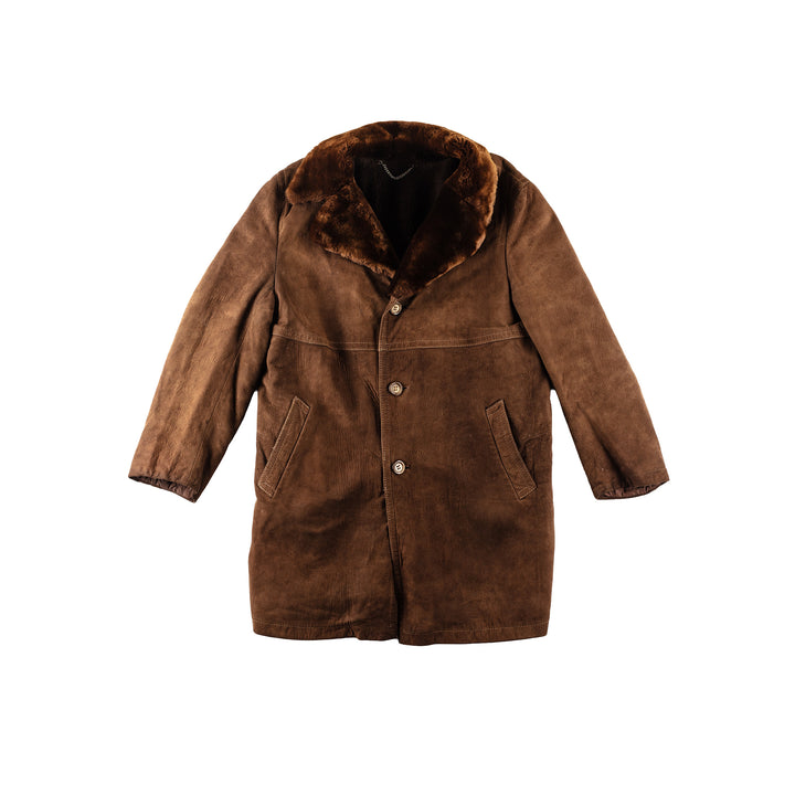 Vintage 90's Men Faux Sheepskin Coat in BrownVN177
