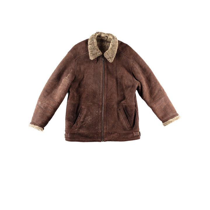 Vintage 90's Men Sheepskin Coat in Brown