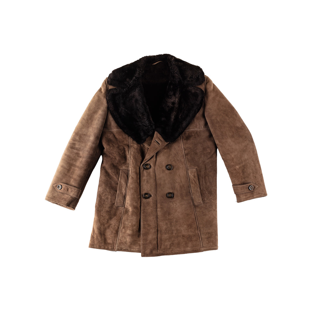 Vintage 80's Men Sheepskin Coat in BrownVN366
