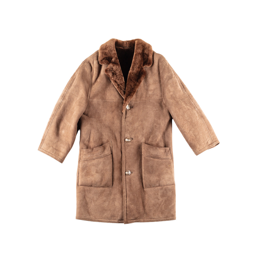 Vintage 70's Men Sheepskin Coat in Brown