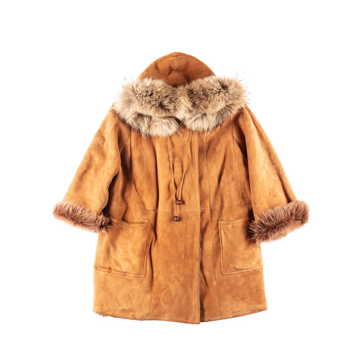 Vintage 00's Women Fur Coat in Brown