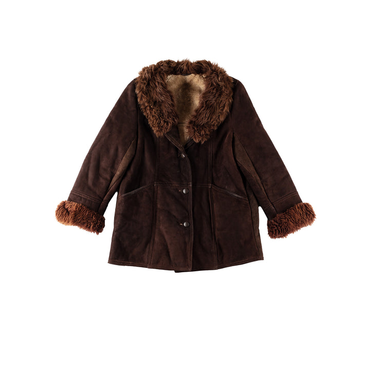 Vintage 70's Women Sheepskin Coat in BrownMN527