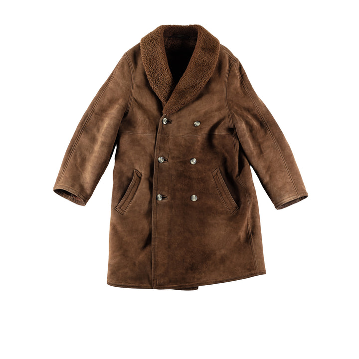 Vintage 70's Men Sheepskin Coat in BrownVN635