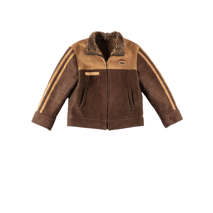 Vintage 00's Men Faux Sheepskin Jacket in BrownVN204