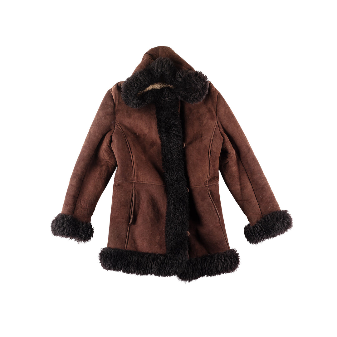 Vintage 70's Women Sheepskin Coat in Brown
