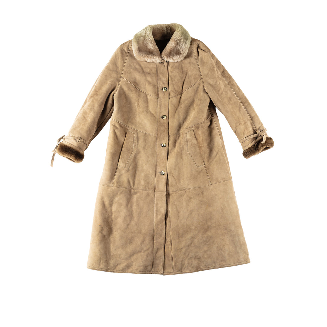 Vintage 80's Women Sheepskin Coat in BeigeMN151