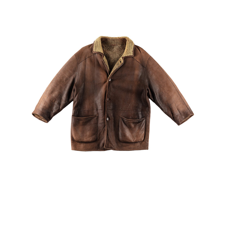 Vintage 80's Men Sheepskin Coat in BrownVN171