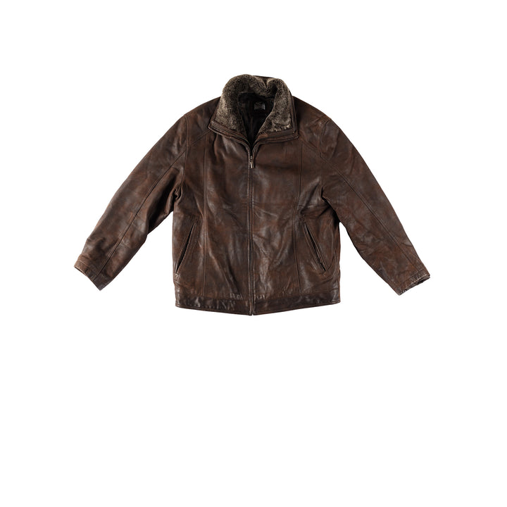 Vintage 80's Men Leather Jacket in BrownVN365