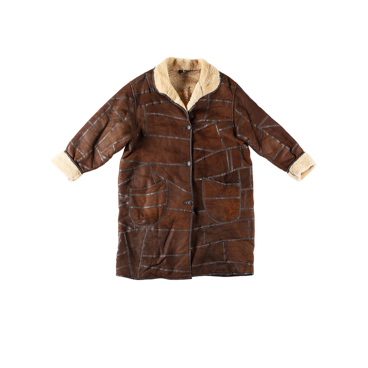 Vintage 80's Women Sheepskin Coat in BrownMN135