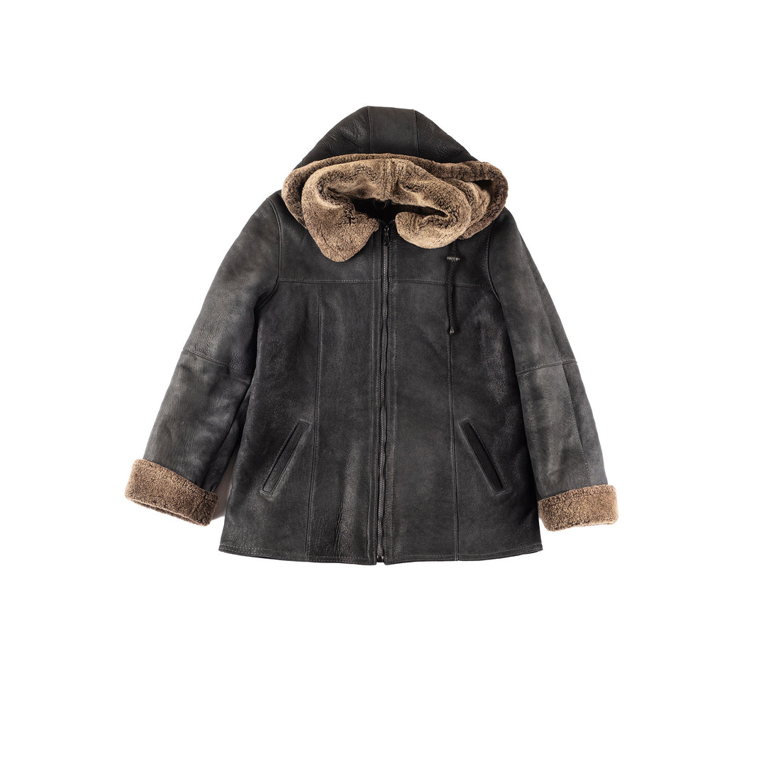 Vintage 00's Women Sheepskin Coat in Black