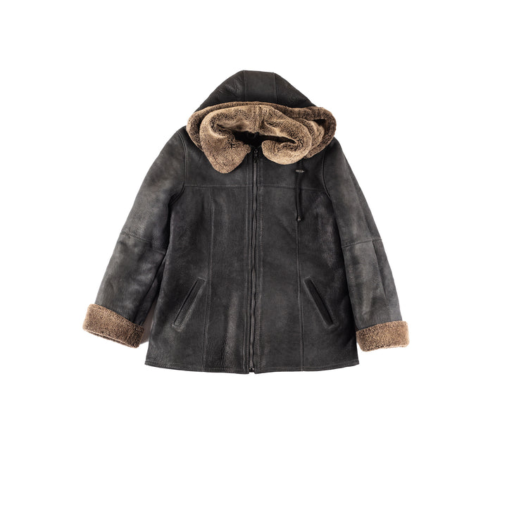 Vintage 00's Women Sheepskin Coat in Black