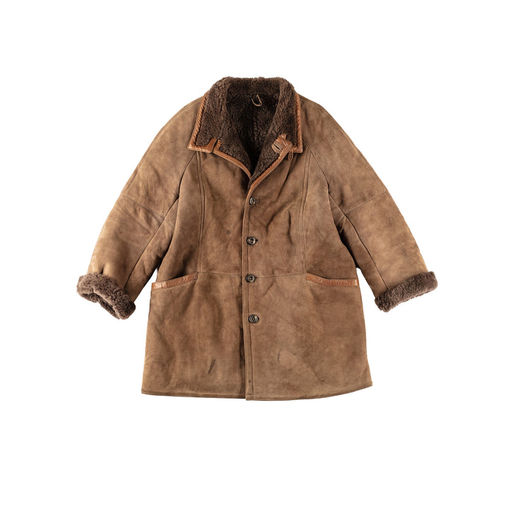 Vintage 80's Men Sheepskin Coat in BrownVN142