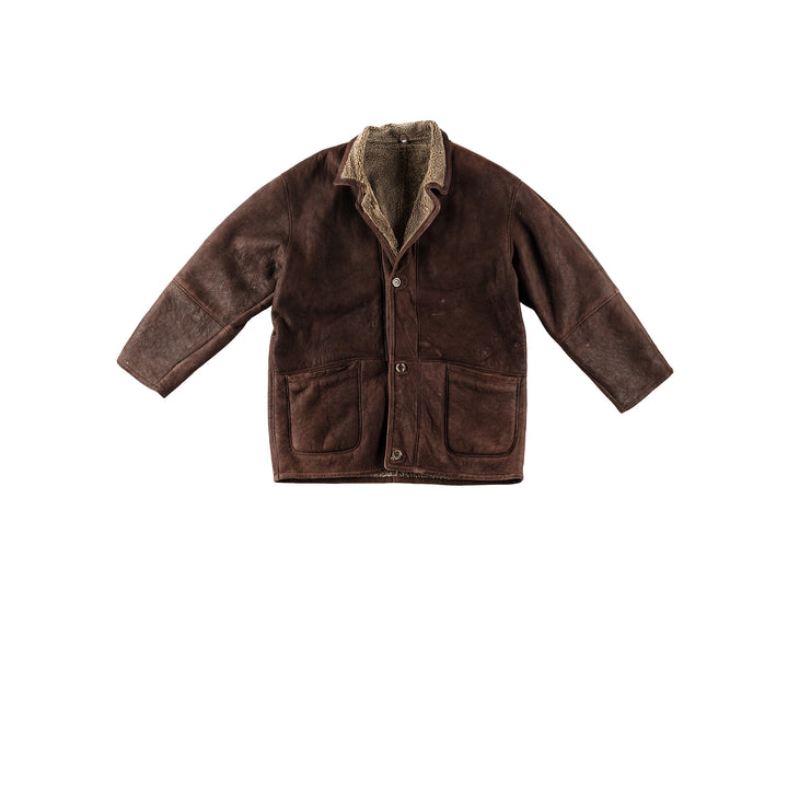 Vintage 80's Men Sheepskin Coat in BrownVN189