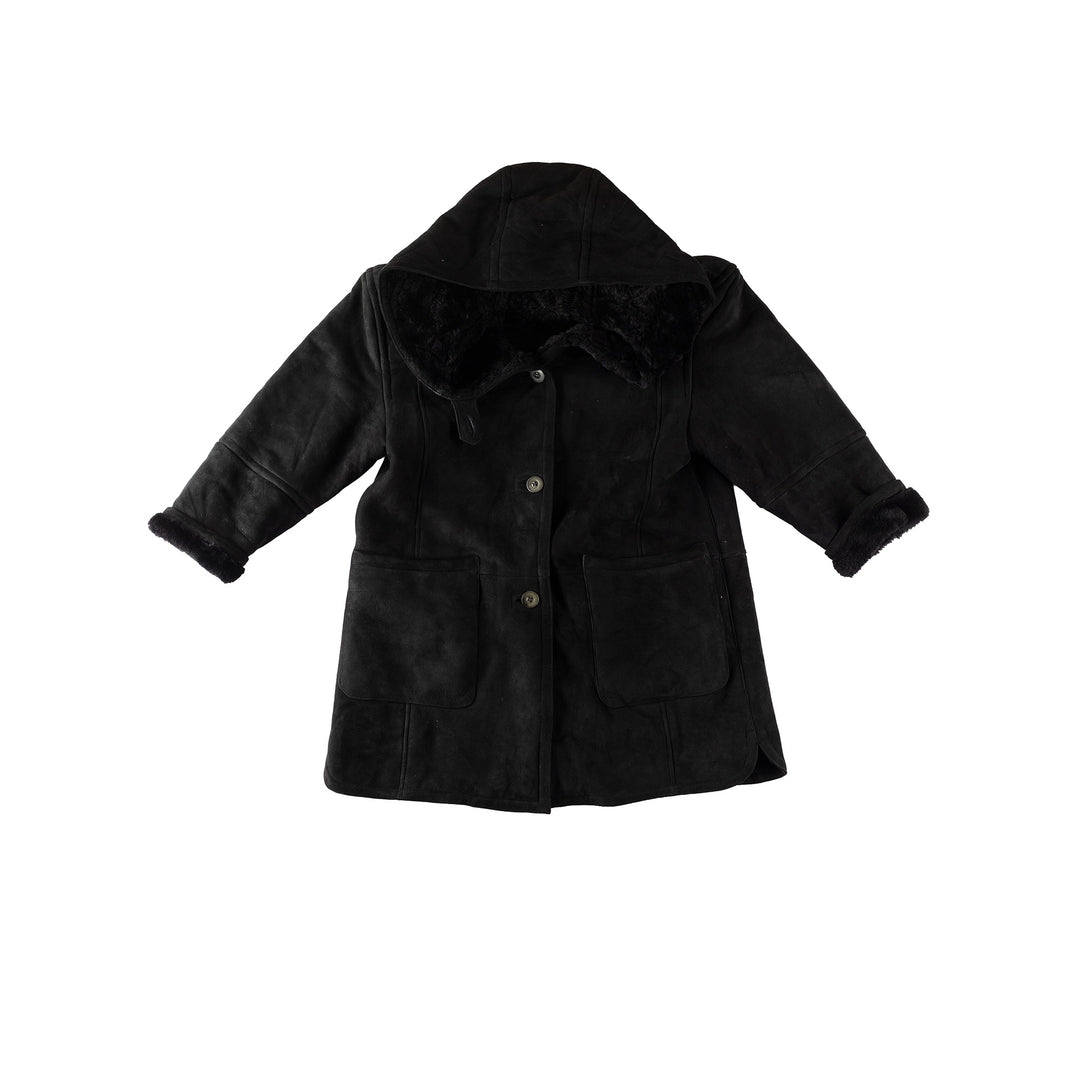 Vintage 80's Women Sheepskin Coat in BlackMN356