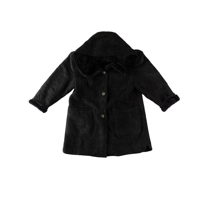Vintage 80's Women Sheepskin Coat in BlackMN356