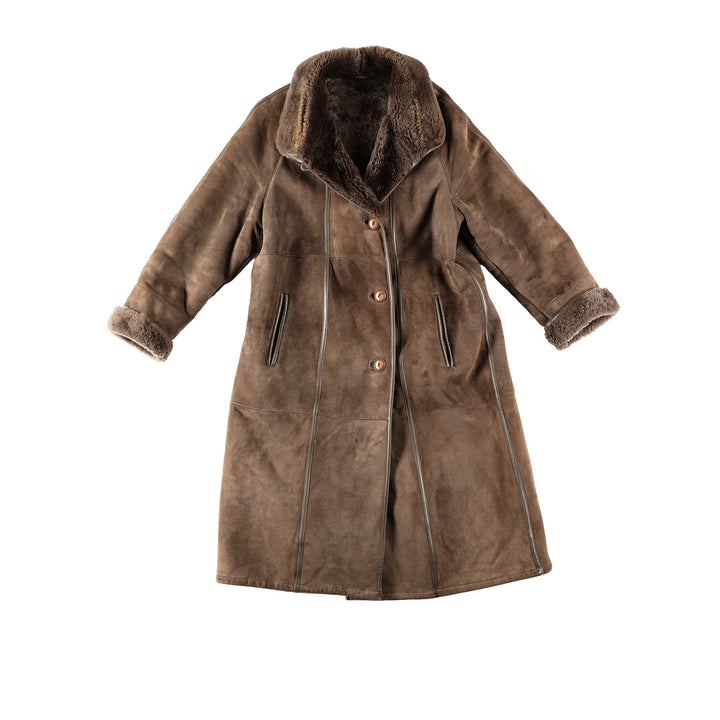 Vintage 80's Women Sheepskin Coat in BrownMN157