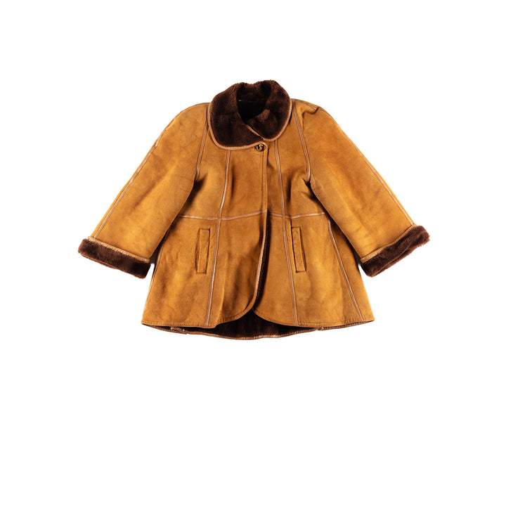 Vintage 80's Women Sheepskin Coat in BrownMN404