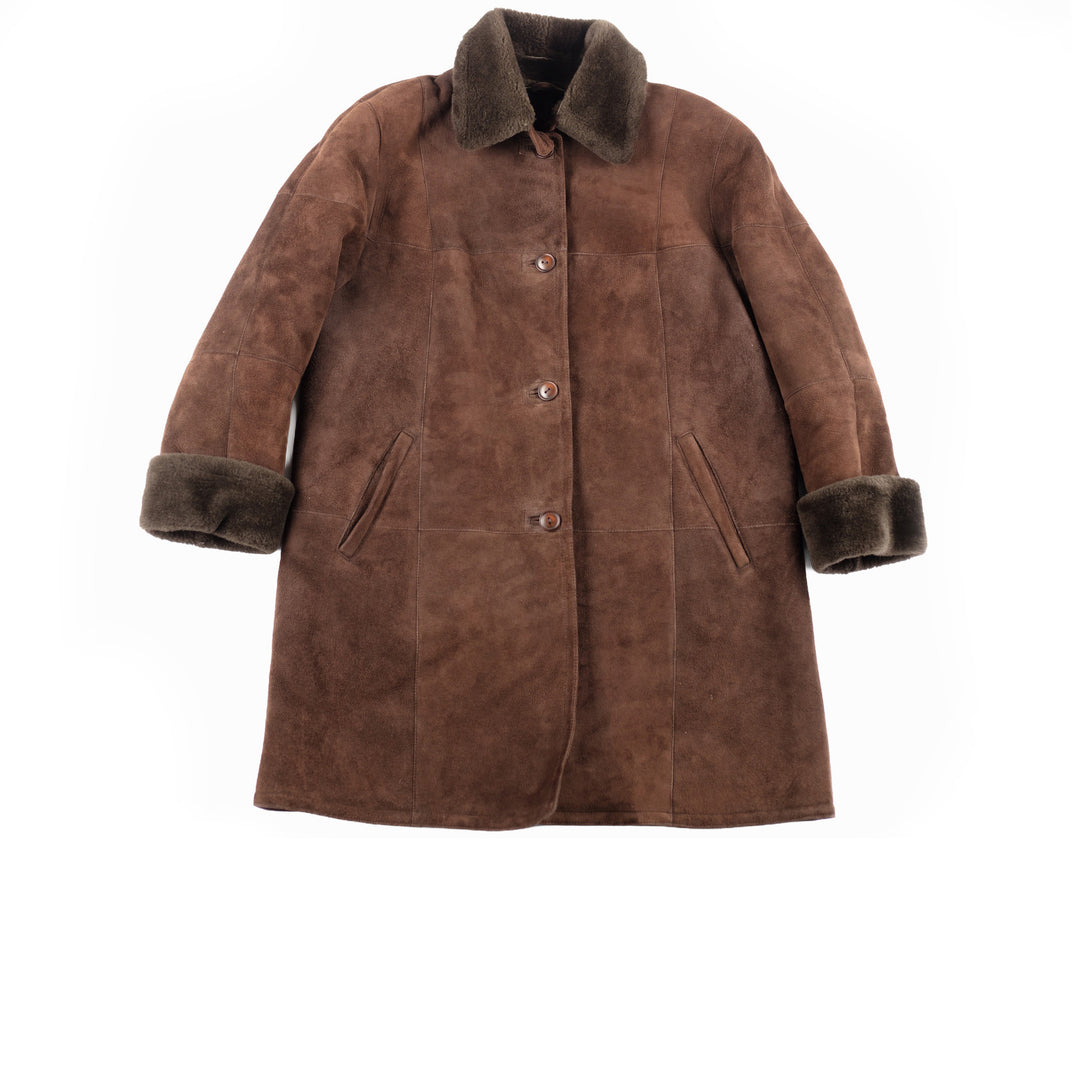 Vintage 70's Women Sheepskin Shearling Penny Lane Coat in Brown