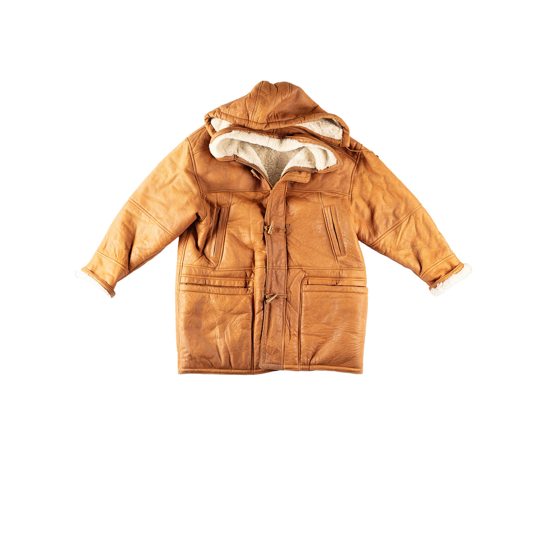 Vintage 80's Men Sheepskin Coat in BrownVN331