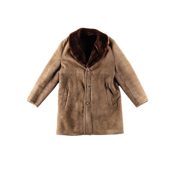 Vintage 80's Men Sheepskin Coat in BeigeVN394