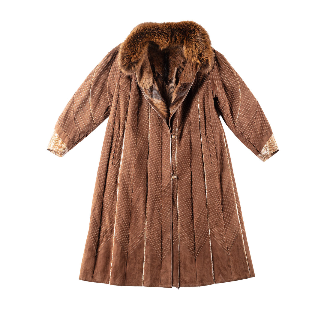 Vintage 70's Women Fur Coat in Brown
