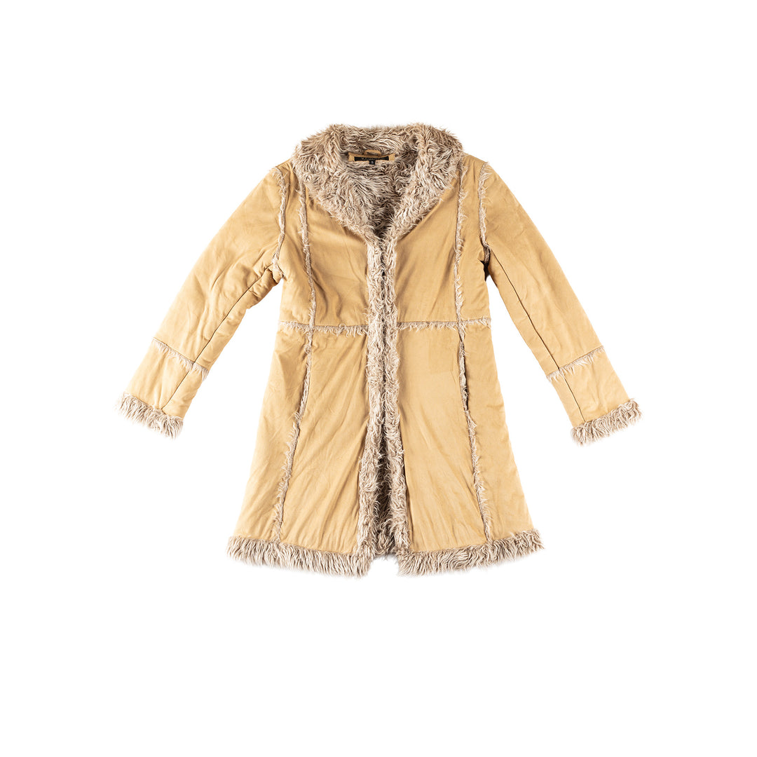 Vintage 80's Women Faux Sheepskin Coat in BeigeMN299
