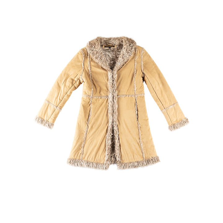 Vintage 80's Women Faux Sheepskin Coat in BeigeMN299