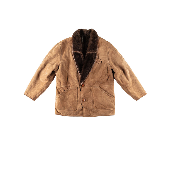Vintage 80's Men Sheepskin Coat in BrownVN250