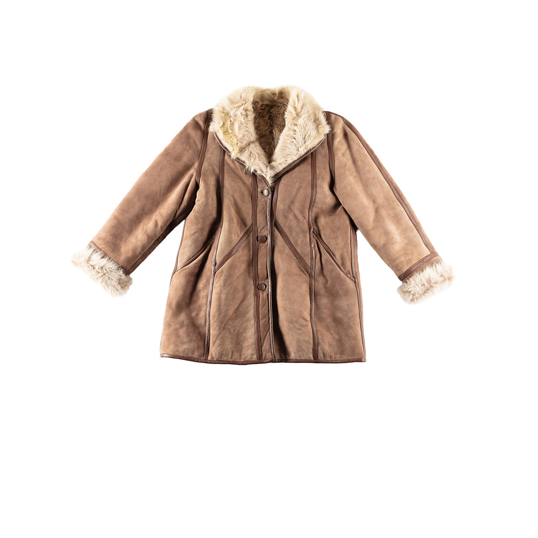 Vintage 80's Women Sheepskin Coat in BeigeMN246