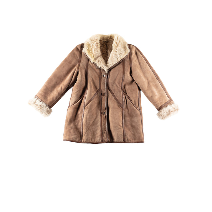 Vintage 80's Women Sheepskin Coat in BeigeMN246