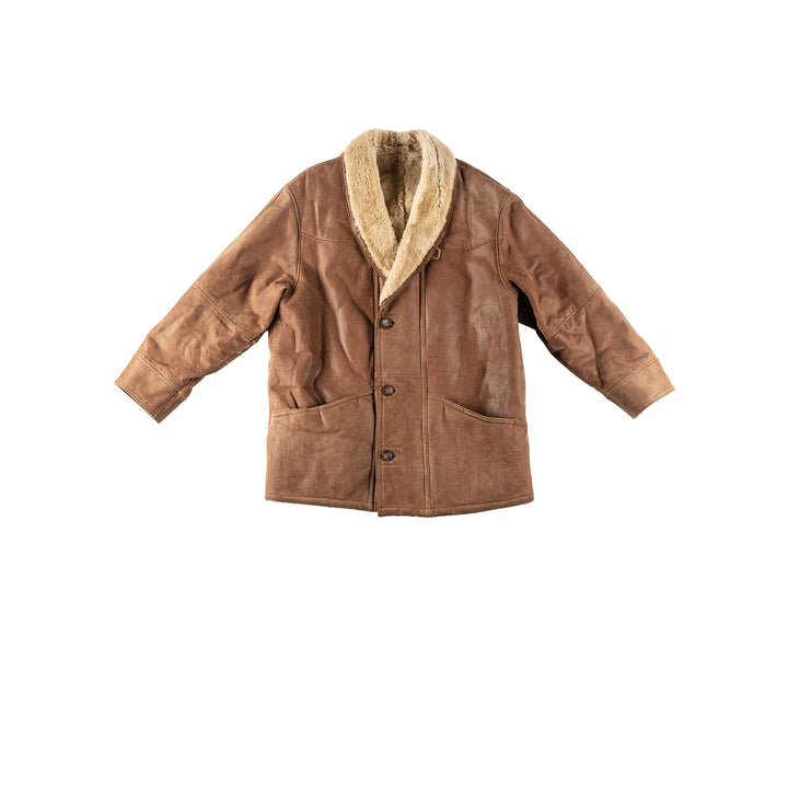 Vintage 90's Men Faux Sheepskin Coat in BrownVN241
