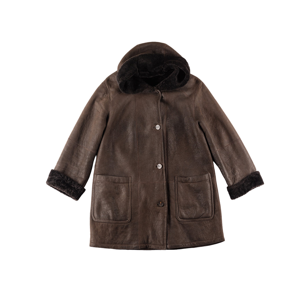 Vintage 80's Women Sheepskin Coat in Brown