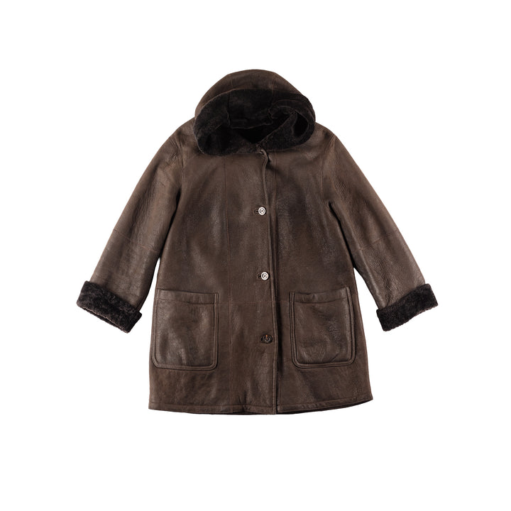 Vintage 80's Women Sheepskin Coat in Brown