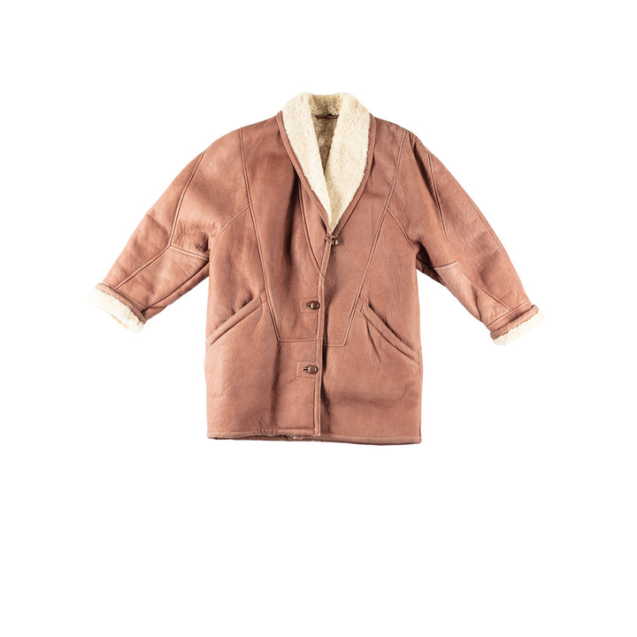 Vintage 80's Women Sheepskin Coat in BrownMN222