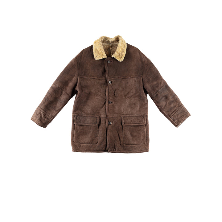 Vintage 80's Men Sheepskin Coat in BrownVN498