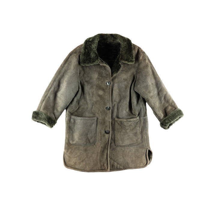 Vintage 70's Women Sheepskin Coat in GreenMN417